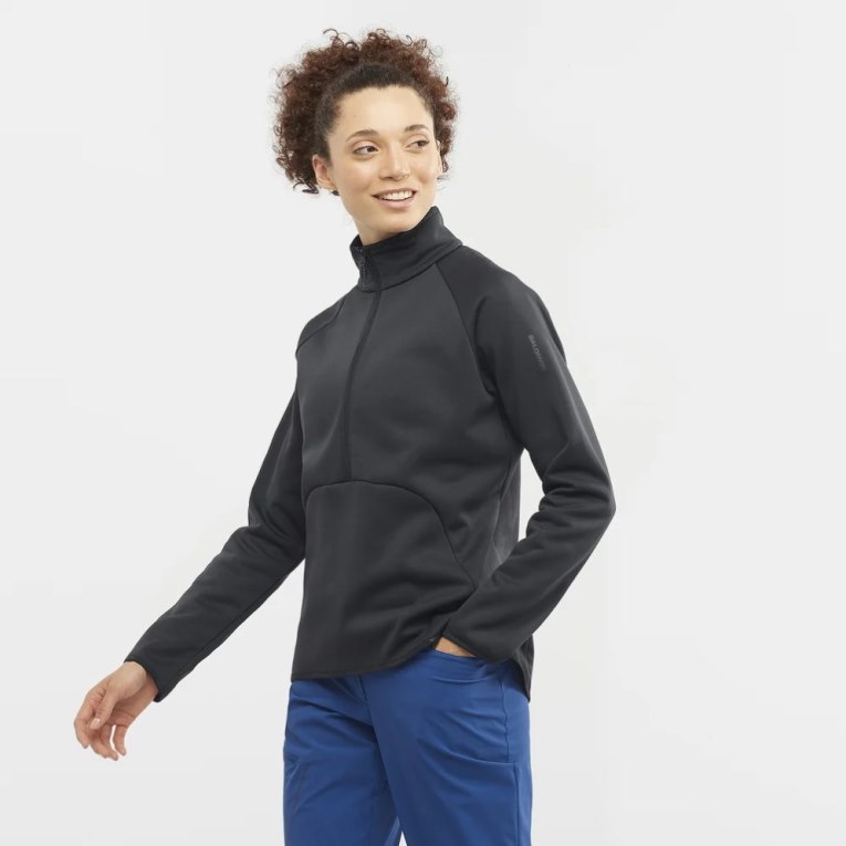 Chaquetas Salomon Essential Warm Half Zip Mujer Negros | MX QNXZ782